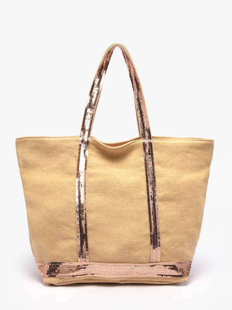 Medium Zipped Le Cabas Tote Bag Linen Sequins Vanessa bruno Yellow cabas lin 31V40378