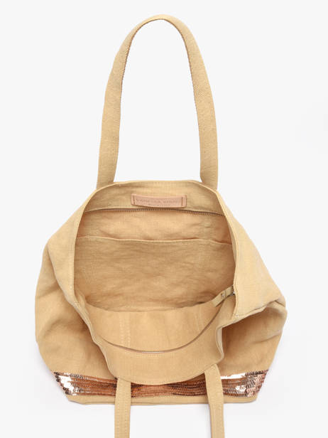 Medium Zipped Le Cabas Tote Bag Linen Sequins Vanessa bruno Yellow cabas lin 31V40378 other view 2
