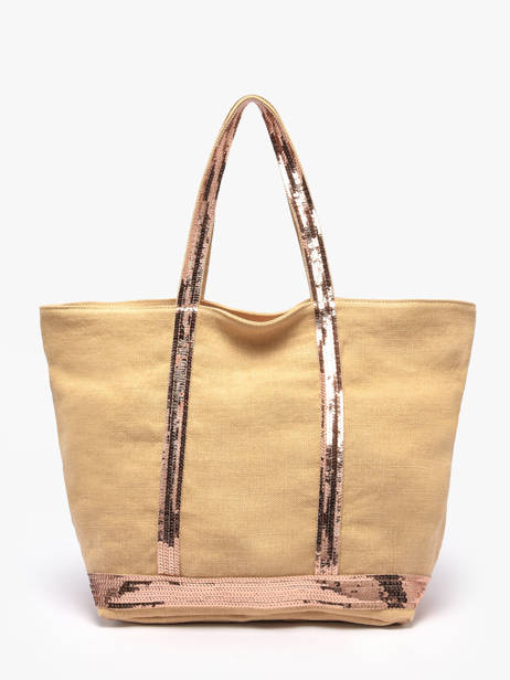 Medium Zipped Le Cabas Tote Bag Linen Sequins Vanessa bruno Yellow cabas lin 31V40378 other view 3
