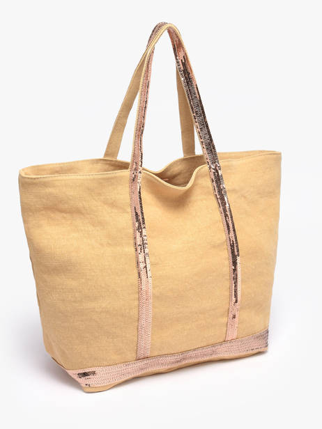 Large Le Cabas Tote Bag Linnen Sequins Vanessa bruno Yellow cabas lin 31V40315 other view 1