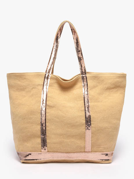 Large Le Cabas Tote Bag Linnen Sequins Vanessa bruno Yellow cabas lin 31V40315 other view 3