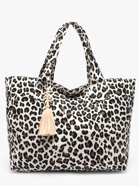 Shoulder Bag Leopard Cotton Miniprix White leopard L