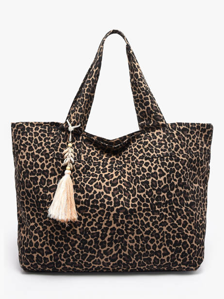 Shoulder Bag Leopard Cotton Miniprix Beige leopard L
