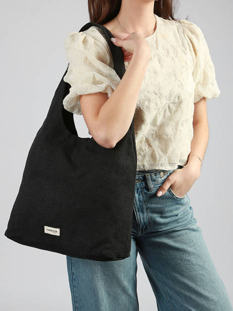 Recycled Cotton Richelieu Hobo Bag Rivedroite Black timeless RICHETIM other view 1