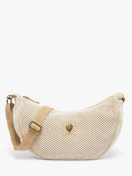 Shoulder Bag Resille Cotton Le voyage en panier Beige resille PM943