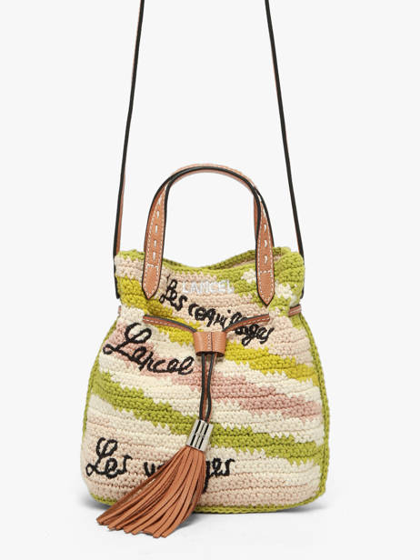 Small Bucket Bag Lancel Plage Crocheted Lancel Green summer capsule A14004 other view 2