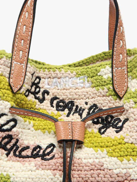 Small Bucket Bag Lancel Plage Crocheted Lancel Green summer capsule A14004 other view 3