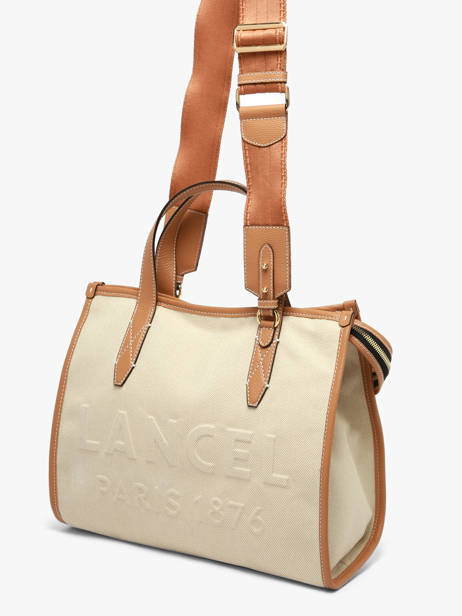 Medium Jour Satchel Canvas And Leather Lancel Beige jour A14027 other view 1