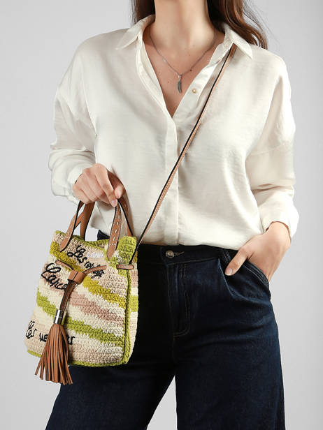 Small Bucket Bag Lancel Plage Crocheted Lancel Green summer capsule A14004 other view 1