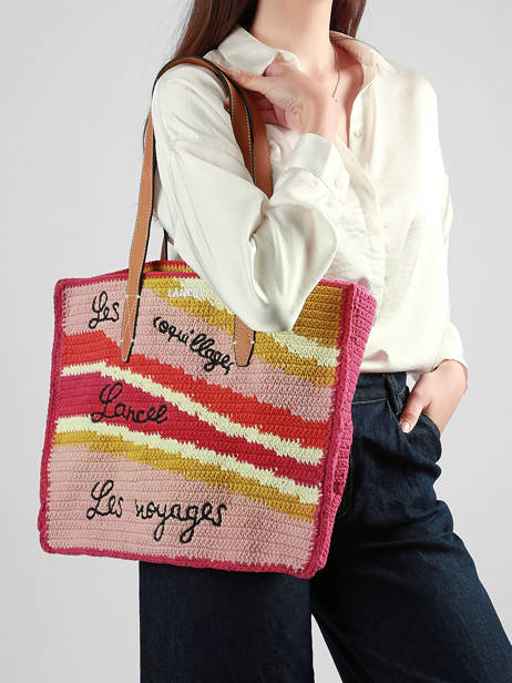 Tote Bag Lancel Plage Crocheted Lancel Multicolor summer capsule A14005 other view 1