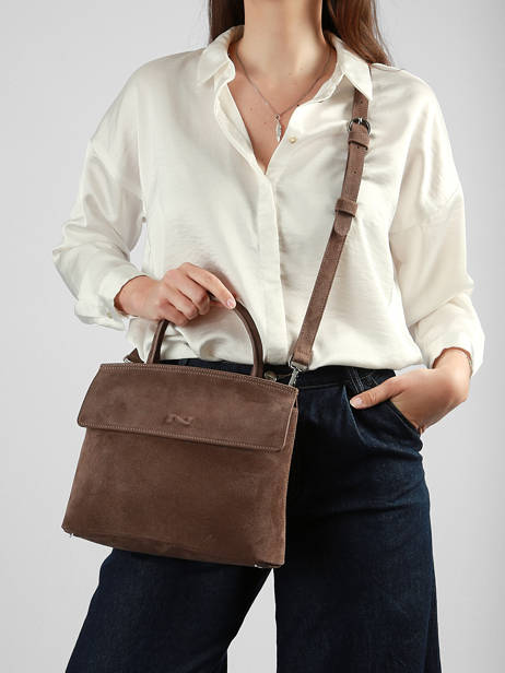 Suede Leather Clarita Crossbody Bag Nathan baume Brown nathan 18S other view 1