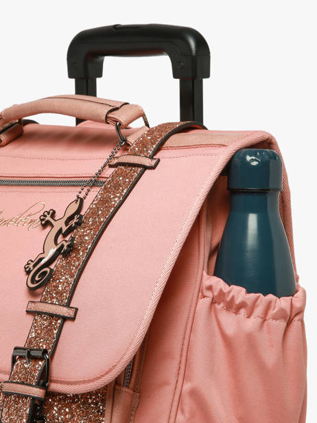 3-compartment Wheeled Satchel Cameleon Pink vintage fantasy CR41 other view 7