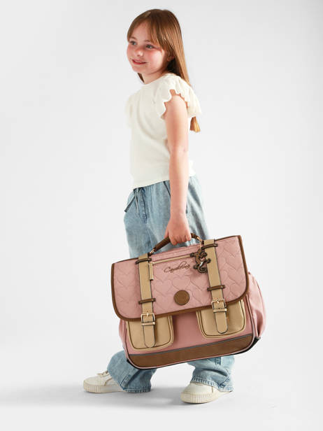 Satchel For Kids 3 Compartments Cameleon Pink vintage fantasy CA41 other view 2