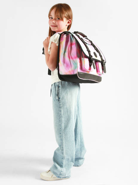 Satchel For Kids 3 Compartments Cameleon Pink vintage fantasy CA41 other view 1