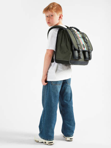 Satchel 3 Compartments Cameleon Green vintage urban CA41 other view 1