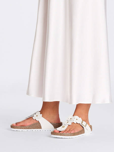 Slippers Gizeh Flower In Leather Birkenstock White accessoires 1026735 other view 1