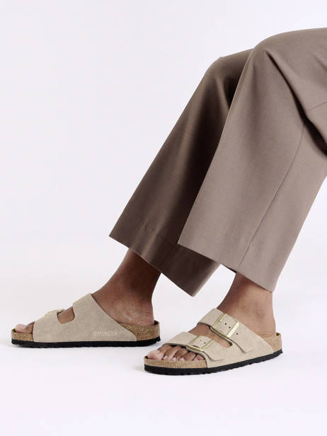 Slippers Arizona In Leather Birkenstock Beige accessoires 1029260 other view 1