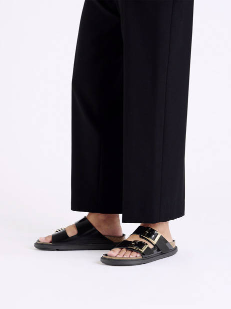 Slippers Arizona Droplet In Leather Birkenstock Black accessoires 1029353 other view 1