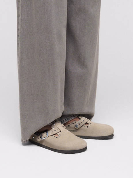 Slippers Boston Rivet In Leather Birkenstock Beige accessoires 1030418 other view 1