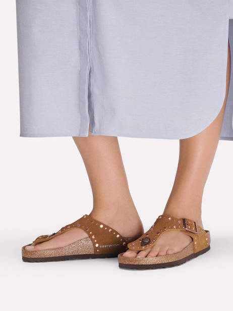 Slippers In Leather Birkenstock Brown accessoires 1031733 other view 1