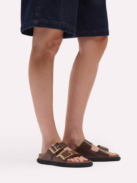 Slippers Arizona Droplet In Leather Birkenstock Brown accessoires 1031910 other view 1