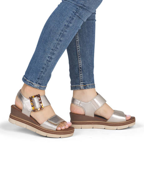 Wedge Sandals In Leather Remonte Gold accessoires 90 other view 1