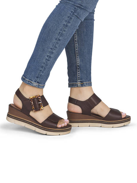 Wedge Sandals In Leather Remonte Brown accessoires 25 other view 1