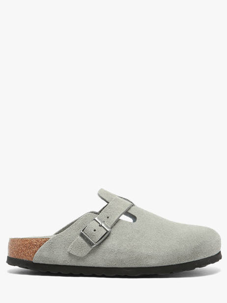 Slippers Boston In Leather Birkenstock Gray accessoires 1031657