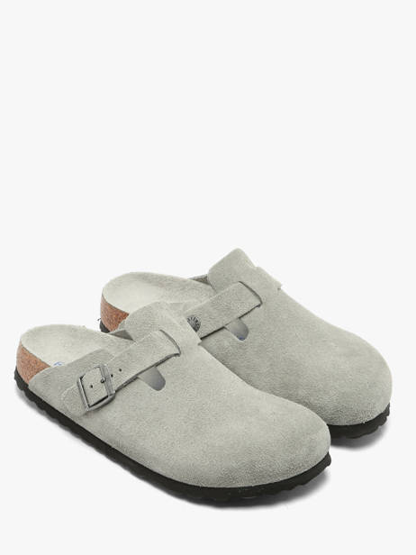Slippers Boston In Leather Birkenstock Gray accessoires 1031657 other view 2