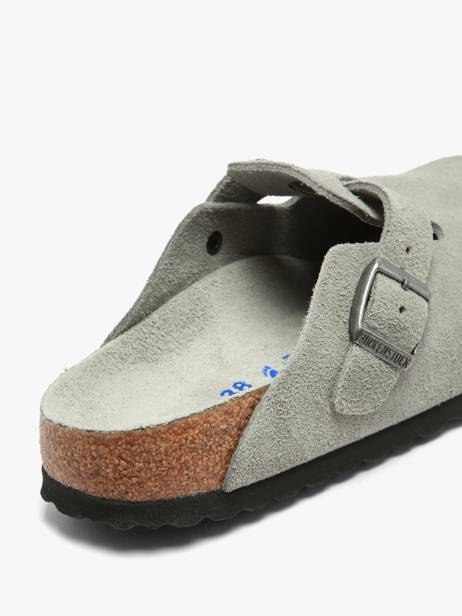 Slippers Boston In Leather Birkenstock Gray accessoires 1031657 other view 3