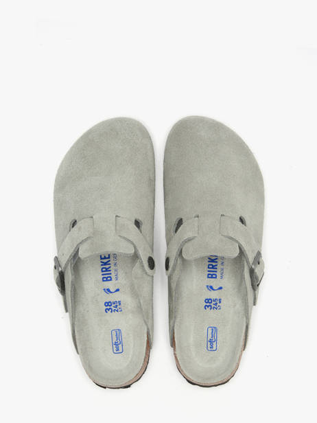 Slippers Boston In Leather Birkenstock Gray accessoires 1031657 other view 4