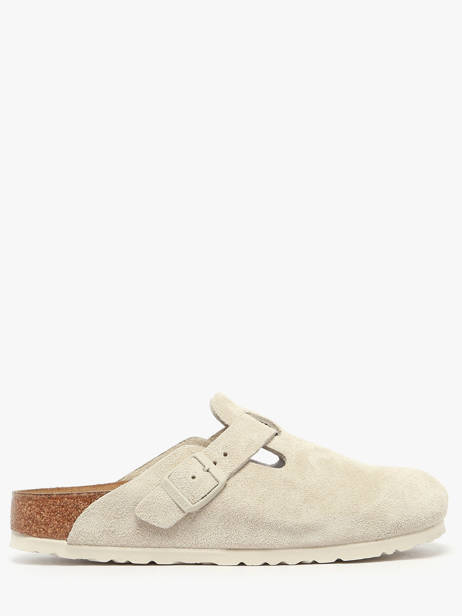 Slippers Boston In Leather Birkenstock White accessoires 1031662