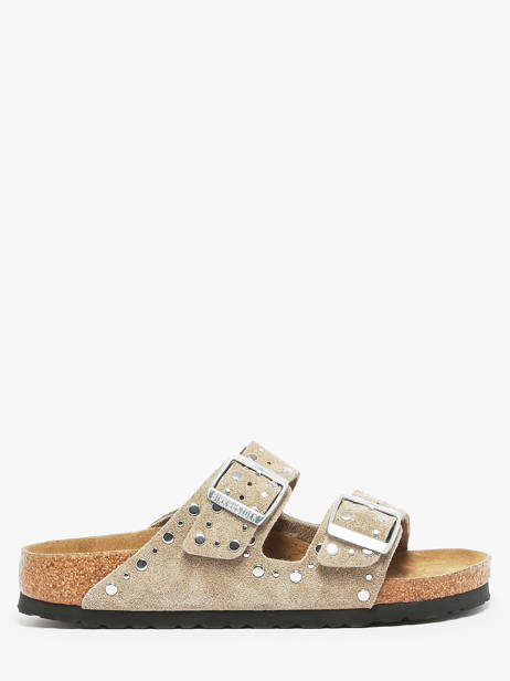 Slippers Arizona Rivet In Leather Birkenstock Beige accessoires 1029390