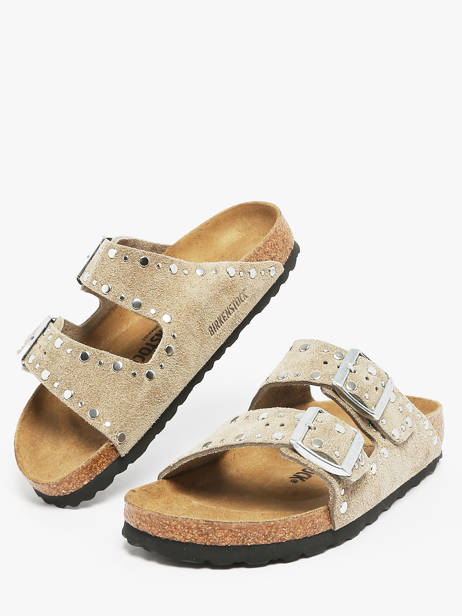 Slippers Arizona Rivet In Leather Birkenstock Beige accessoires 1029390 other view 2