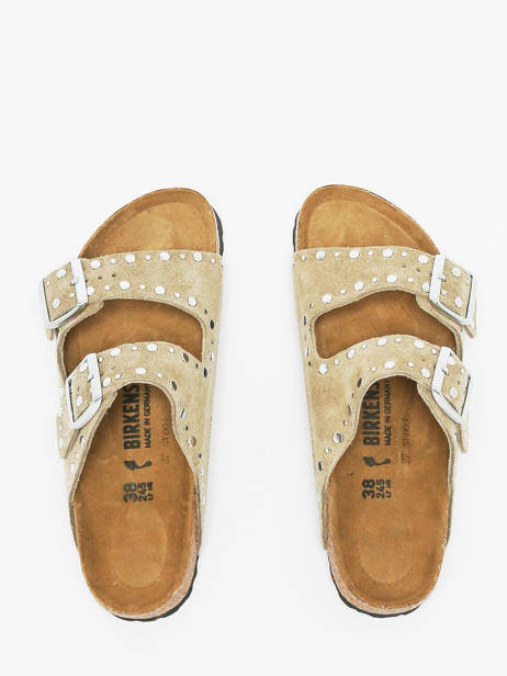 Slippers Arizona Rivet In Leather Birkenstock Beige accessoires 1029390 other view 4