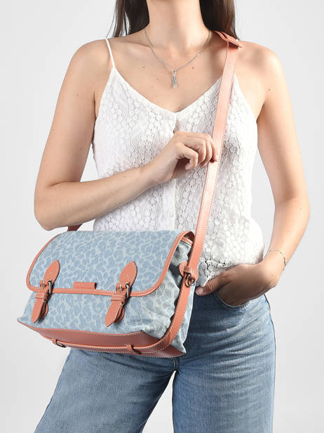 Sac Bandoulière Louou Denim Léopard Paul marius Bleu denim leo LOULODEL vue secondaire 1