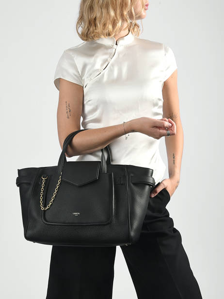 Medium Satchel Thea Leather Lancel Black thea A14222 other view 1