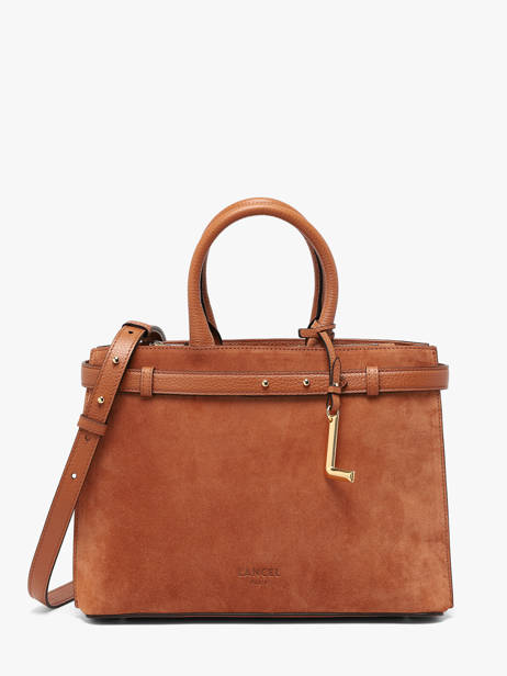 Medium Leather Faubourg Suede Bag Lancel Brown faubourg A14257
