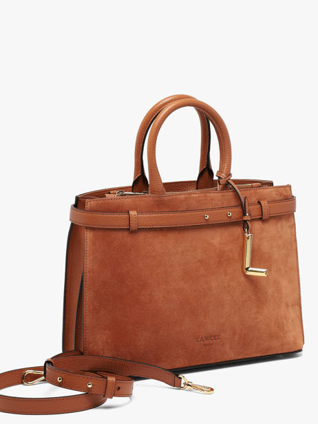 Medium Leather Faubourg Suede Bag Lancel Brown faubourg A14257 other view 1