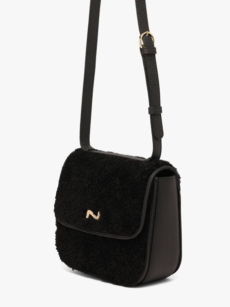Shearling And Leather Ulysse Crossbody Bag Nathan baume Black odyssey 2S other view 2