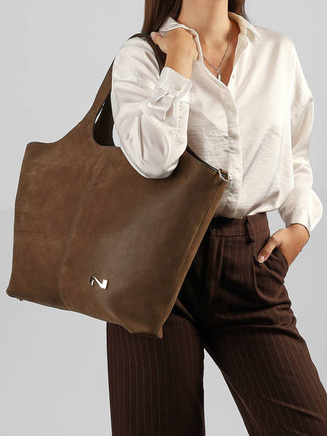 Nubuck Leather Dubai Shoulder Bag Nathan baume Brown riverside 3NG other view 1