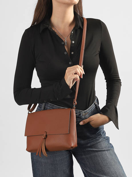 Vintage Crossbody Bag Flora & co Brown grained F8044 other view 1