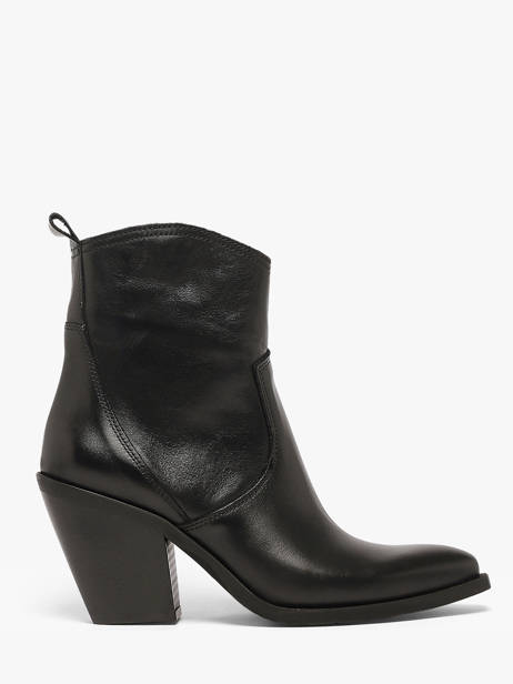 Heeled Boots Tronchetti Texani In Leather Metisse Black women XD798