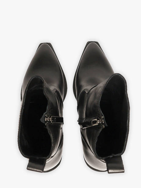 Heeled Boots Tronchetti Texani In Leather Metisse Black women XD798 other view 3