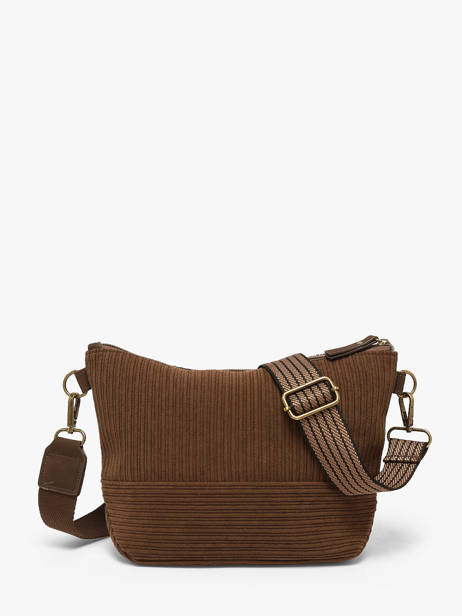 Sac Bandoulière Velours Le voyage en panier Marron velours AHP304 vue secondaire 3