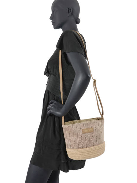 Crossbody Bag Irisé Raffia Le voyage en panier Beige guimauve PM289 other view 2