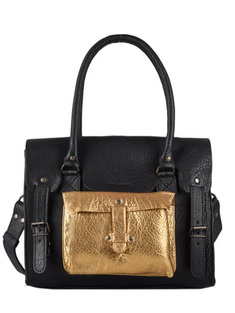 Leather Rive Gauche Doré Shoulder Bag Paul marius Black dore RIVGMDOR