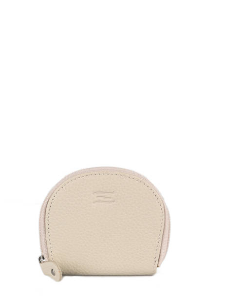 Leather Money Purse Crinkles Beige caviar 14291