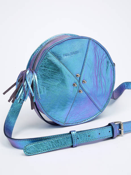 Leather Precieux Scarabée Crossbody Bag Paul marius Blue scarabee PRECISCA other view 2