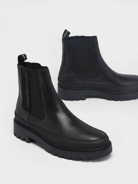 Chelsea Boots Combat Mid En Cuir Calvin klein jeans Noir men 545BDS vue secondaire 2